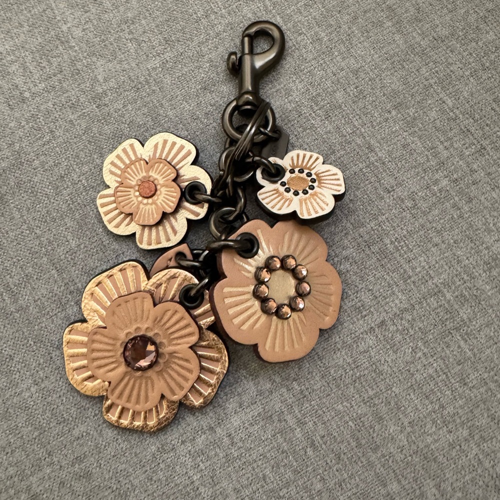 Floral Charm Keychain Coach tea rose jeweled rare